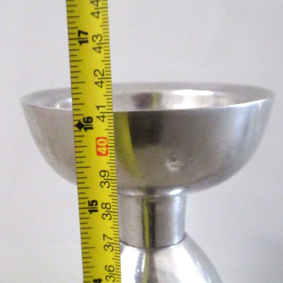 Silver Pewter Candlestick Modern Xtra Tall 16" - Picture 4 of 8